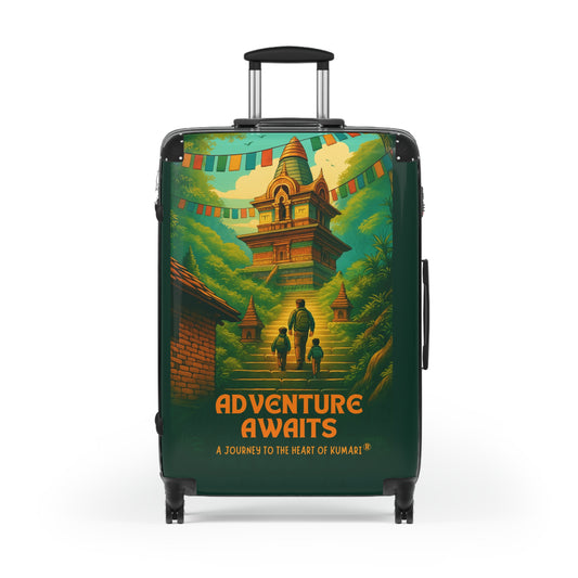 "Adventure Awaits" Suitcase – Kids Exploring the Monkey Temple | Wanderlust-Inspired Luggage for Curious Souls & Family Travelers