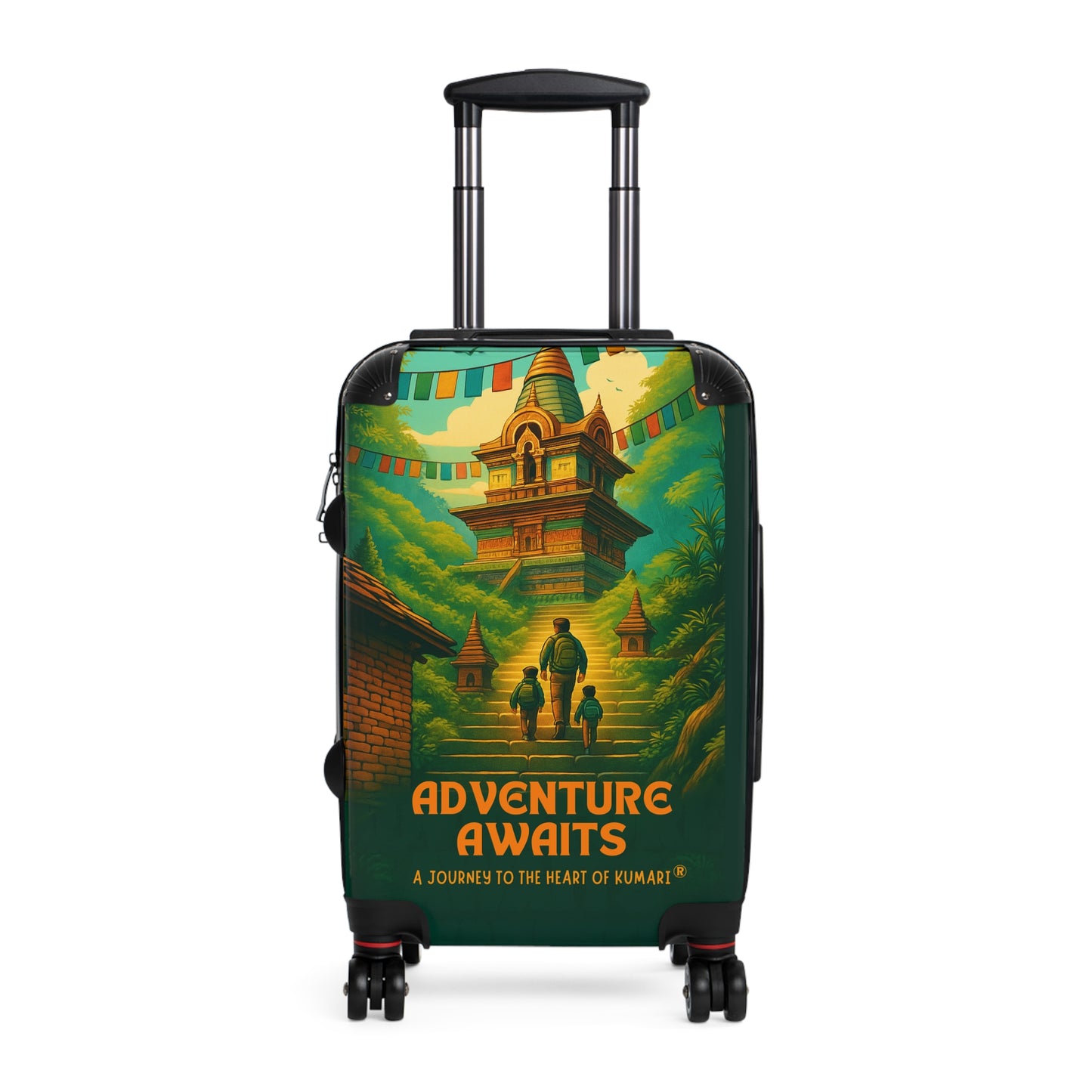 "Adventure Awaits" Suitcase – Kids Exploring the Monkey Temple | Wanderlust-Inspired Luggage for Curious Souls & Family Travelers