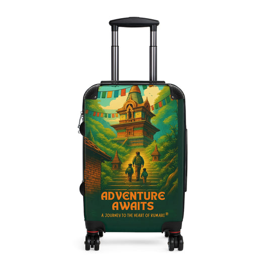 "Adventure Awaits" Suitcase – Kids Exploring the Monkey Temple | Wanderlust-Inspired Luggage for Curious Souls & Family Travelers