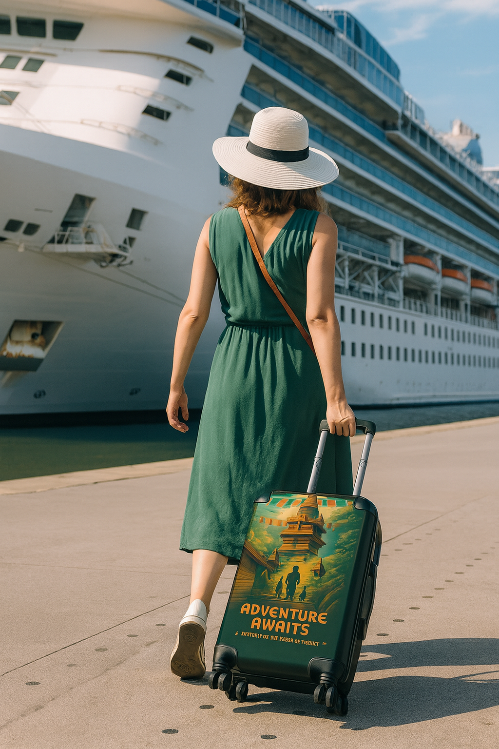 "Adventure Awaits" Suitcase – Kids Exploring the Monkey Temple | Wanderlust-Inspired Luggage for Curious Souls & Family Travelers